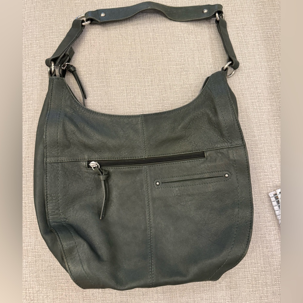 Nino BOSSI Dark Army Green Leather Hobo Bag